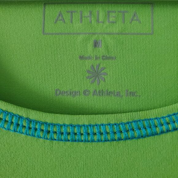 Athleta Pareo Rash Guard Chartreuse Swim Top Size M - Picture 3 of 6